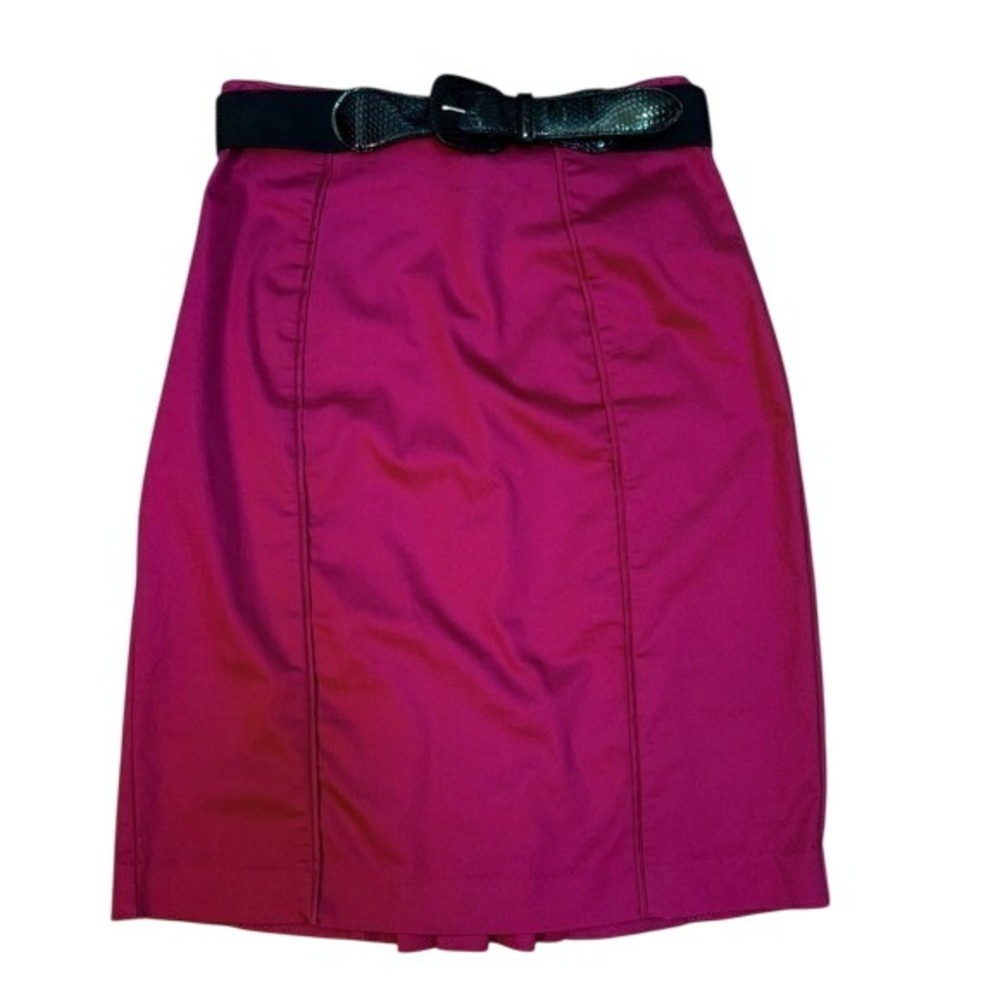 Worthington Women's Size 12 Magenta Pencil‎ Skirt Belted Pleated Business Casual